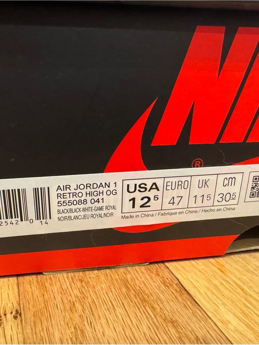 Nike Air Jordan 1 High Royal Blue/Black/White - Men Size 12.5